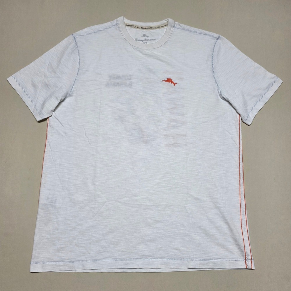 Tommy Bahama Hawaii Pineapple Graphic T-Shirt Mens Small White Pullover Reg Fit